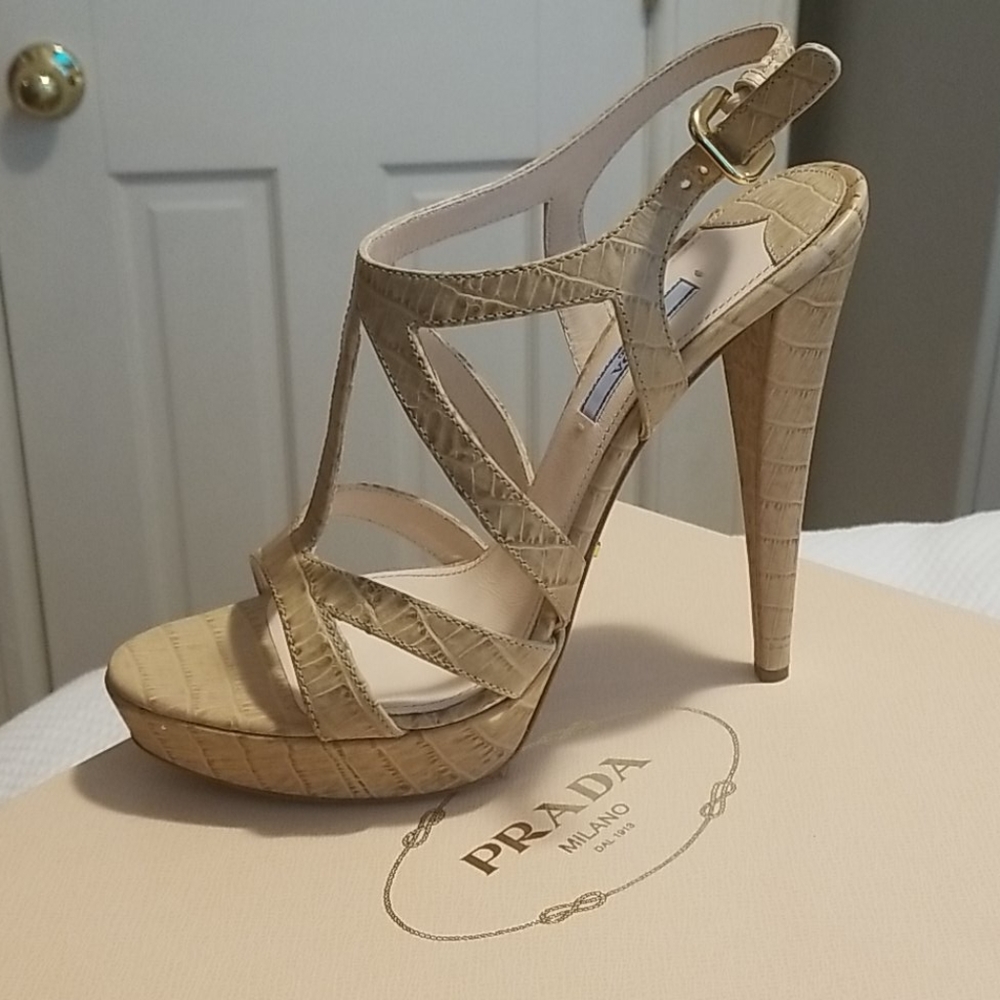 Prada Cocco Sabbia Sandals/Heels